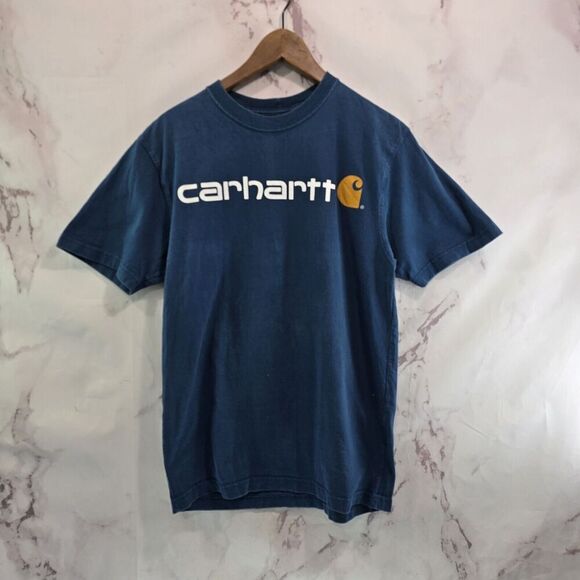 Carhartt T Shirt Mens Small Blue Original Fit Tee Short Sleeve Spellout Crewneck - Picture 1 of 10